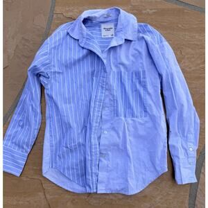 Abercrombie & Fitch Oversized Shirt XXS Blue Pinstripe Button Up ES